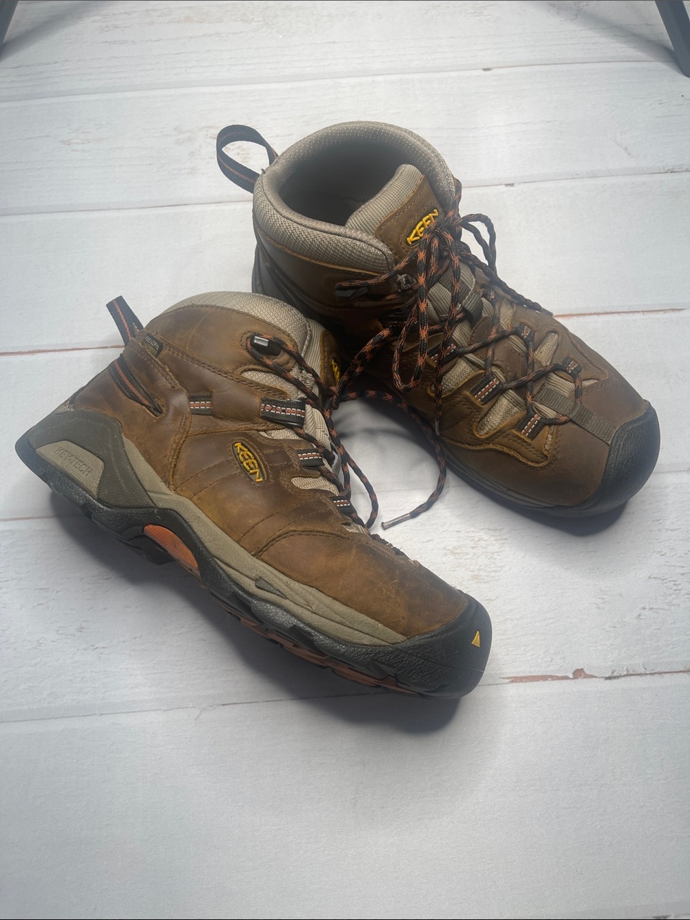 Keen Detroit XT Boots 10.5 EE Wide Waterproof Key-Tech Brown Soft Toe Leather